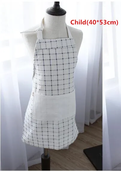 white grid 40x53cm Популярный модный Регулируемый Кухонный Фартук из хлопка и льна высокого качества для приготовления пищи, выпечки, ресторана, 1 шт - Цвет: white grid 40x53cm