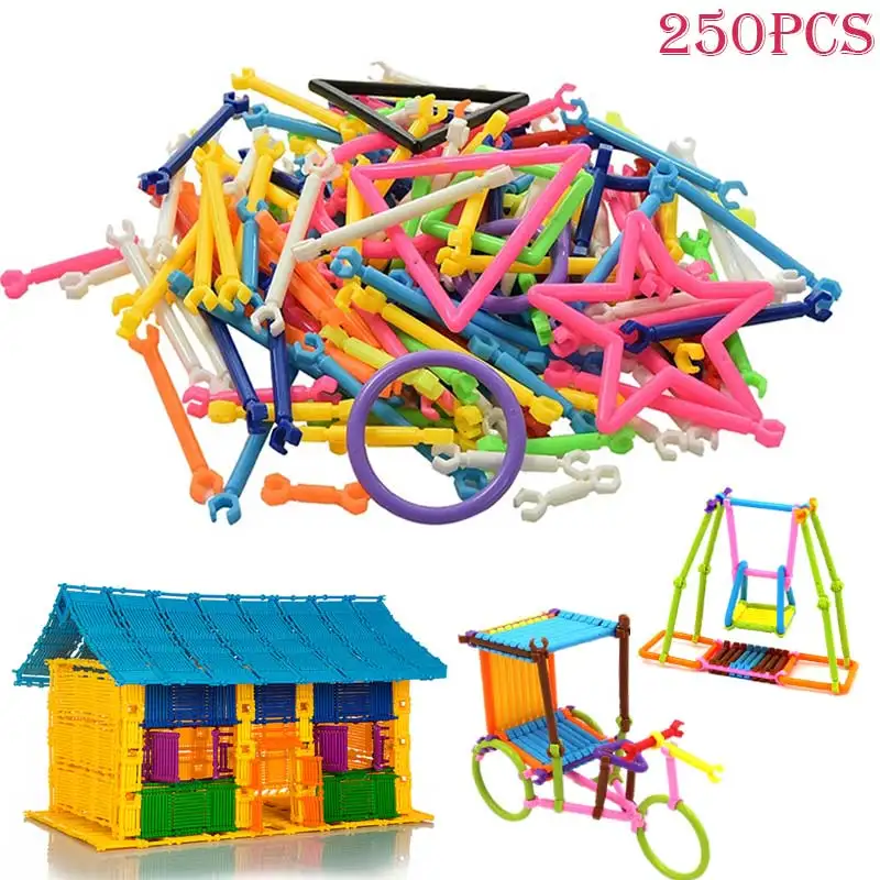 

250Pcs Baby Early Learning Gifts Plastic Intelligence Sticks Educational Building Blocks Toys Handmade DIY M09