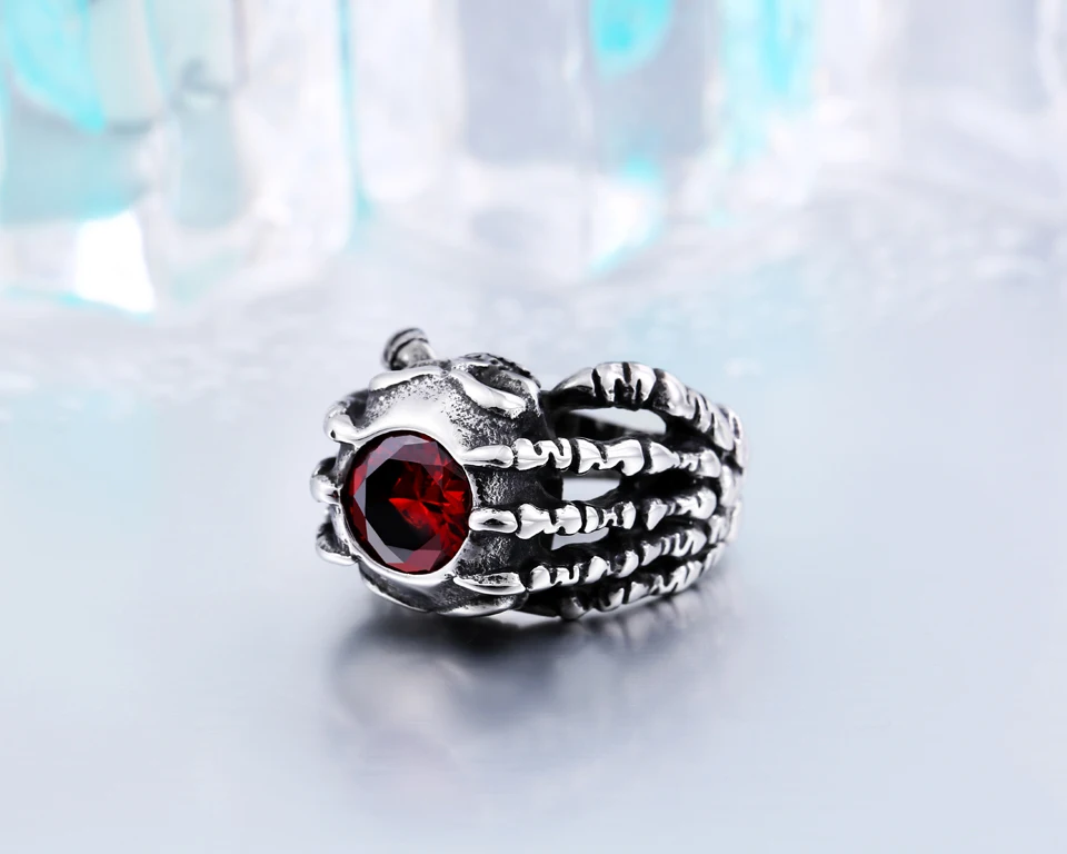 Дропшиппинг 316L Нержавеющая сталь Jewelry Для мужчин готический панк коготь thingking Череп Скелет Кольца BR8-278 нам Размеры