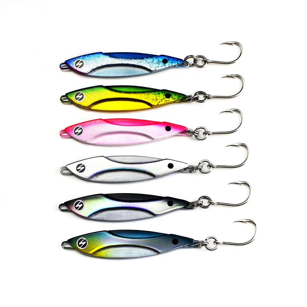 6PCS 27g 45g 65g Metal Jigs rigged VMC hook Fishing Lead Lures Snapper Jigging Sea Bass Game | Спорт и развлечения
