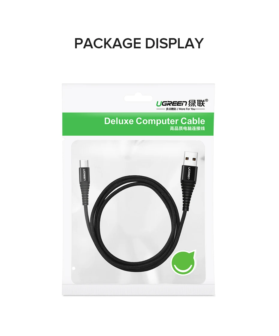 Ugreen 3A USB C кабель для samsung S10 S9 Note 9 Xiaomi Mi 9 8 Быстрая зарядка type-C кабель для Oneplus 6t type C шнур зарядного устройства