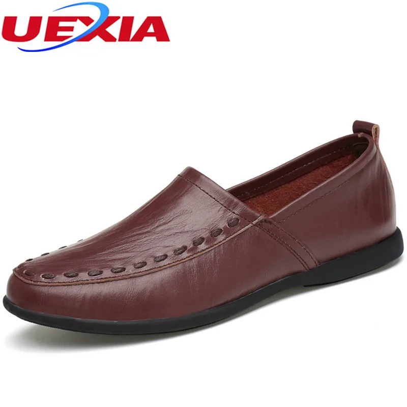 Soft Leather Flats New Handmade Casual Man's Shoes Men Breathable Moccasins For Comforable Loafers big size 36-47 | Обувь