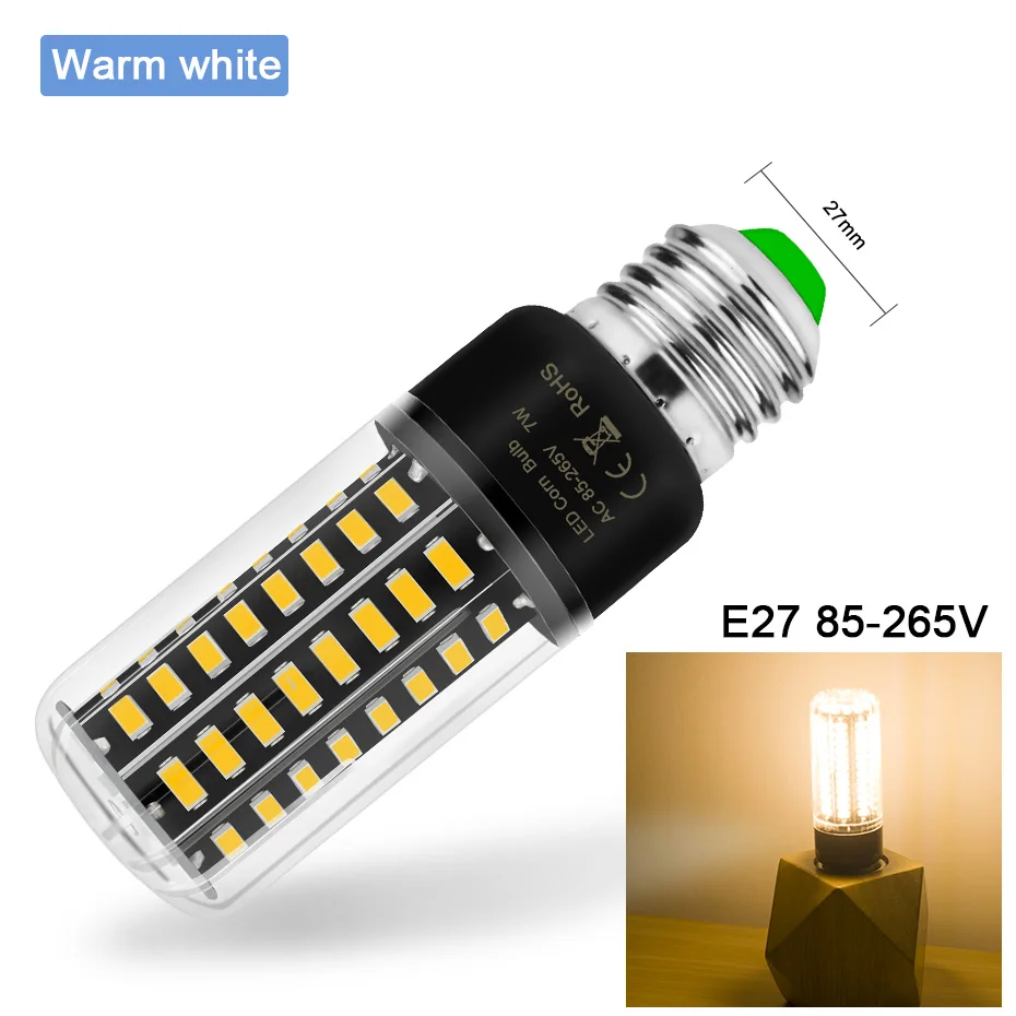 E27 Warm White E27 светодиодный лампы 220V E14 светодиодный светильник мозоли 110V SMD 5736 28 40 72 108 132 156 светодиодный ы энергосберегающие ампулы светодиодный настенный светильник для украшения дома - Испускаемый цвет: E27 Warm White