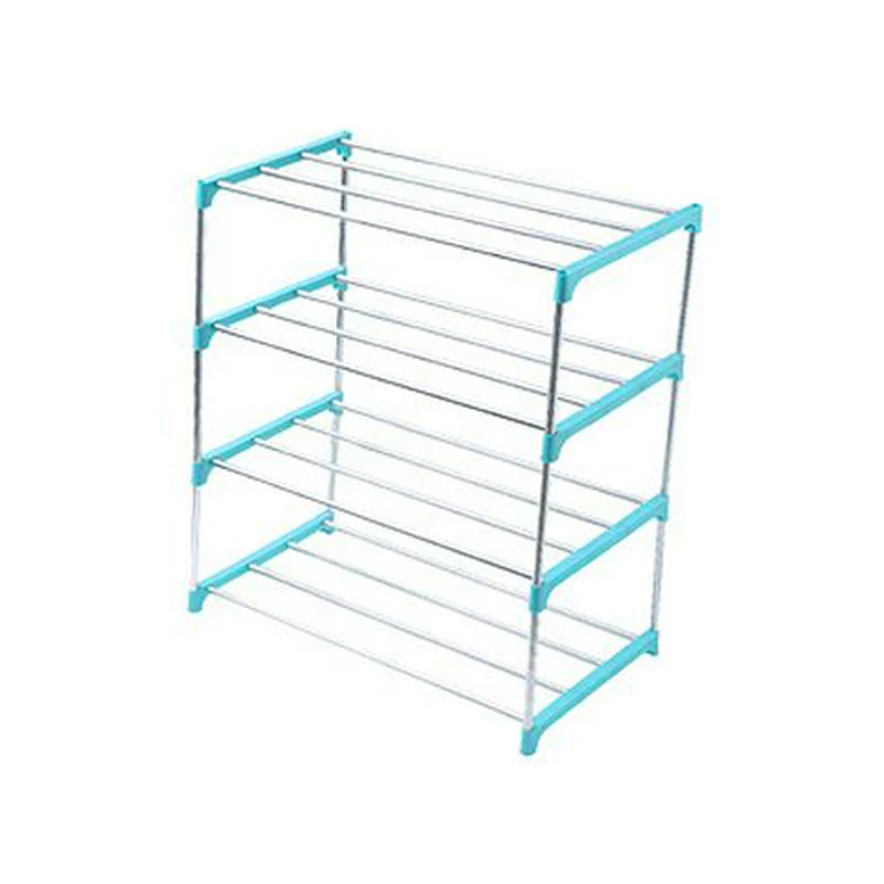 4L Nordic Blue DIY простой стеллаж для хранения обуви полка 3/4 слоев из нержавеющей стали легко установить обувной шкаф для дома спальни общежития стеллаж для хранения - Цвет: 4L Nordic Blue