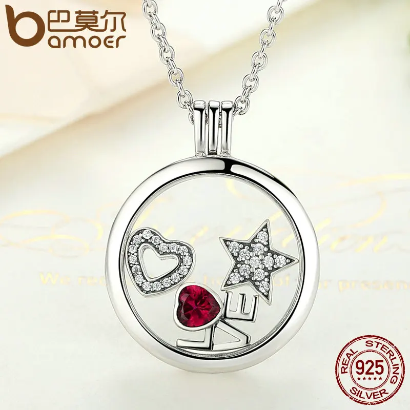 BAMOER 925 пробы серебро небесный, любовь и семья, навсегда сердца Petites воспоминания Бусины Подходят плавающий медальон ожерелья PSF101