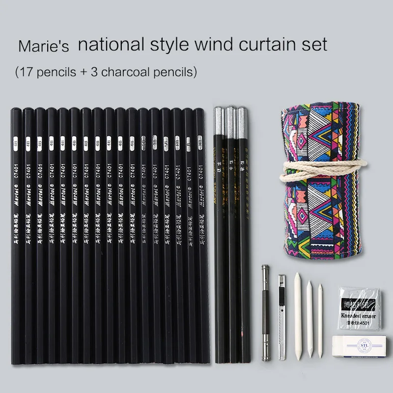 maries national styl 17 карандашный набор карандашей для рисования углеродная Ручка инструмент ручка занавеска товары для рукоделия полный набор студенческих обучающих костюмов - Цвет: maries national styl
