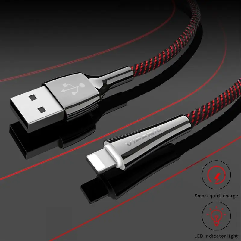 Светодиодный кабель для зарядки iPhone X 8 7 USB iPad быстрой передачи данных мобильного