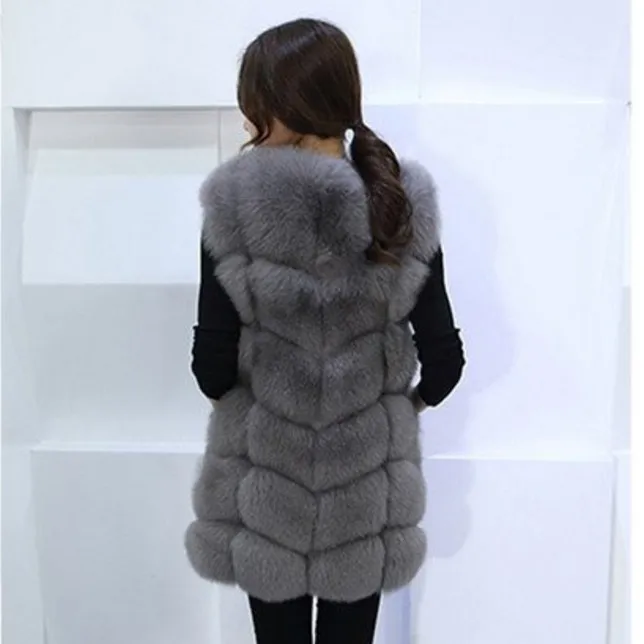 2019 Vetement Winter Women's Faux For Fur Coat Long Fluffy Slim Furry Vest Europe Plus Size Imitation Fox Jacket AW293 | Женская