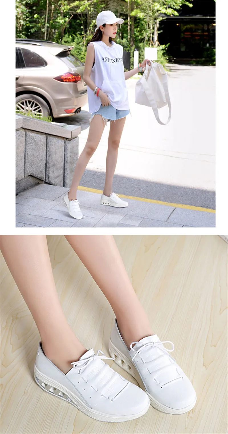 YAERNI Summer Leather Women Shoes Sneakers Nurse Swing Work Single Shoes Wedges Shoes woman Blue White Platform Shoes Slimming