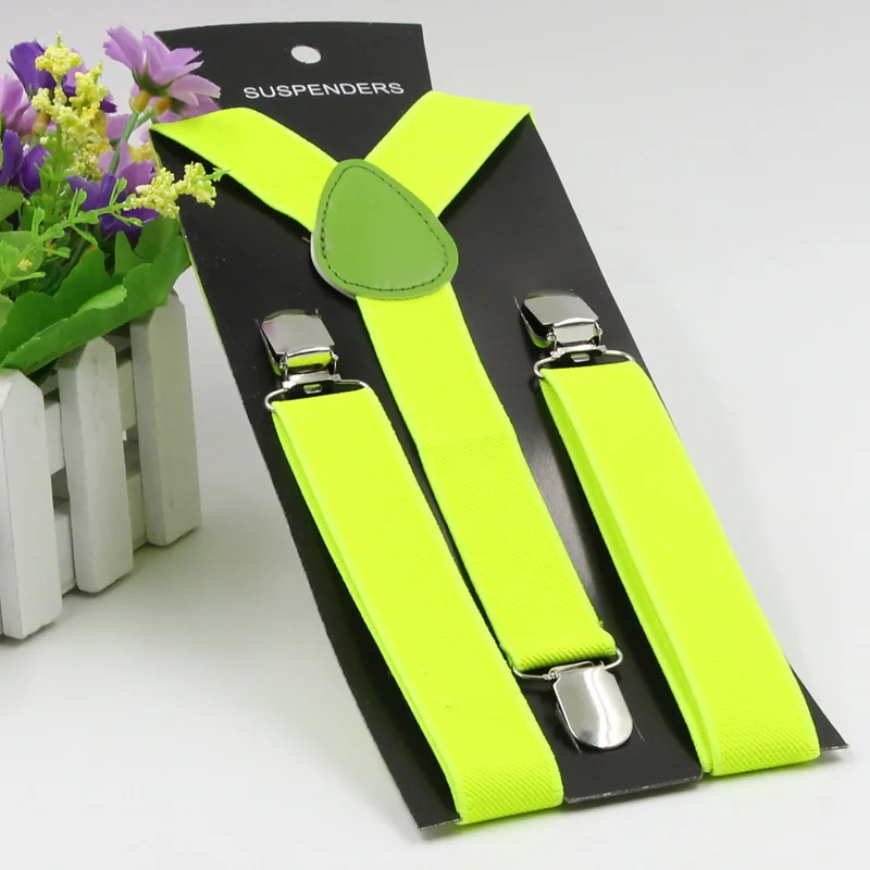 21 fluo yellow Детские подтяжки для мальчиков Y-back Регулируемая заколка для девочек-на подтяжках пояс для мальчиков 40 цветов M 2,5X85 см - Цвет: 21 fluo yellow