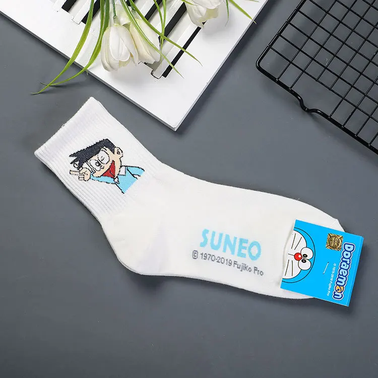4 Anime Doraemon print socks Nobita Nobi Minamoto Shizuka Konta Takeshi Honekawa Suneo Dorami cute fun cartoon women cotton sock - Цвет: 4