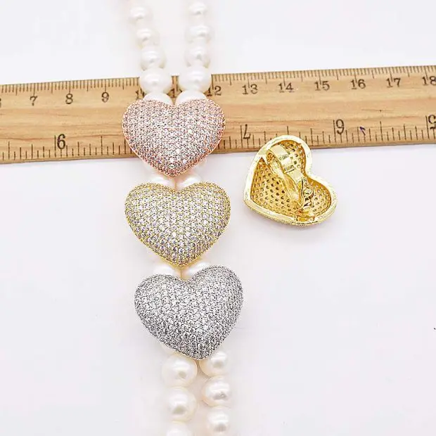 

heart zircon 30mm Jewelry Clasp for making jewelry necklace DIY string wholesale hook FPPJ FPPJ