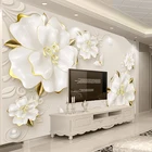 Настенные обои по фото по индивидуальному заказу, Роскошные 3D обои с рельефным изображением розы для декора стен гостиной, фона за телевизором
