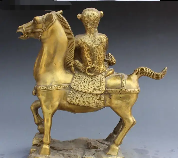 10 &quotКитай Бронза Фэн-шуй&quot Король Обезьян &quotДержать Уплотнения Ездить Лошадь