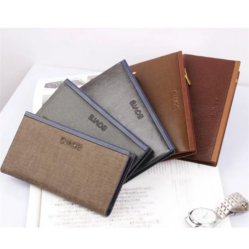 Мужской Длинный кошелек из искусственной кожи вместительный дорожный на молнии 5