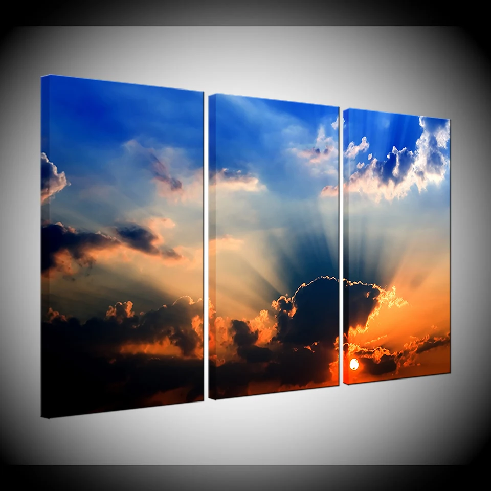 

3 pieces Framed Wall Art Picture Gift Home Decoration Canvas Print painting beautiful sky cloud sunset wholesale artwork