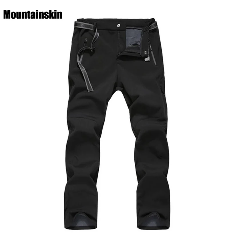 Мужские осенне-зимние флисовые софтшельные штаны для туризма большие размеры