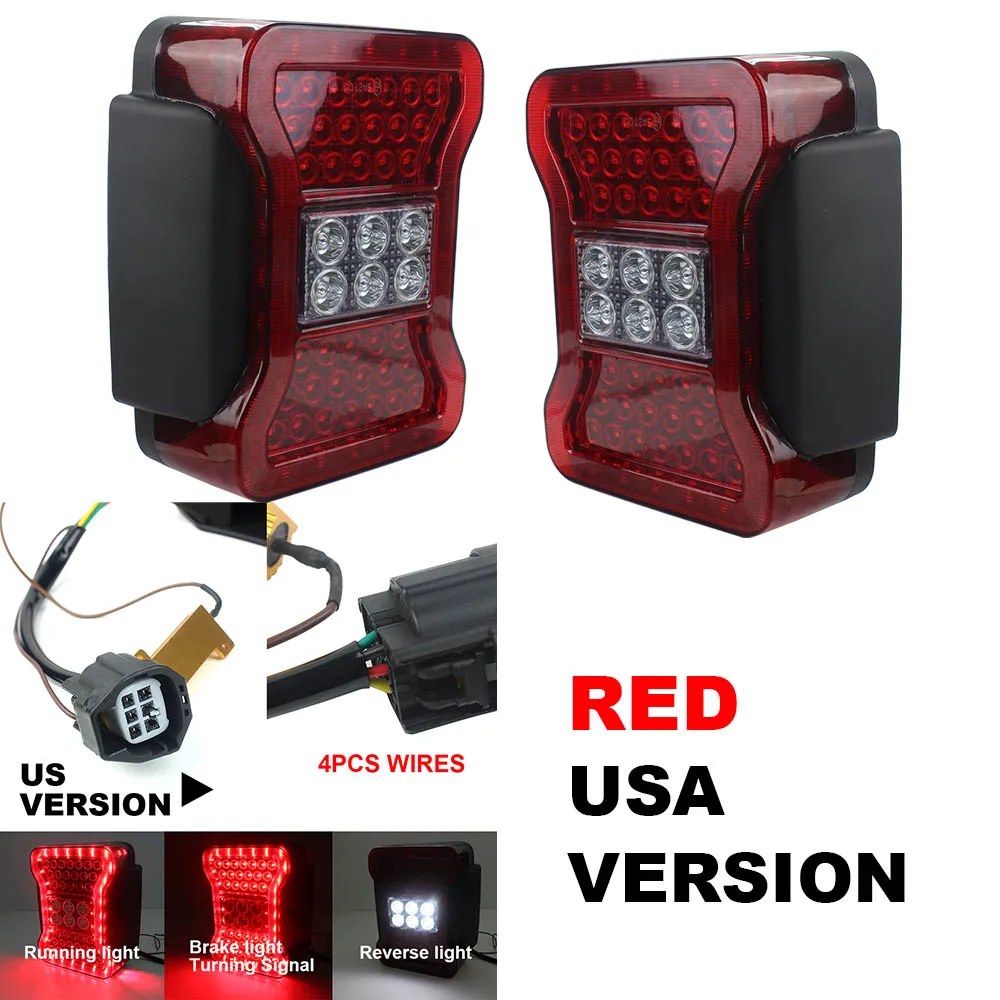 Red USA Version Новинка, светодиодные задние лампы, задний тормозной светильник, автомобильный светильник в сборе, дневные ходовые огни для Jeep Wrangler JK 2007 - Цвет: Red USA Version