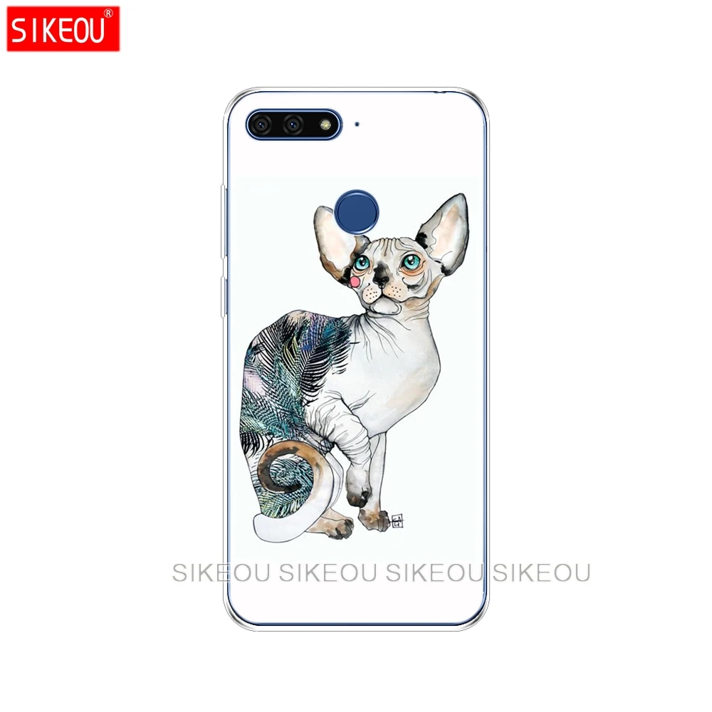 Силиконовый чехол для телефона Huawei Honor 7A PRO 7C Y5 Y6 Y7 Y9 2017 2018 Prime sphynx cat|Бамперы| |