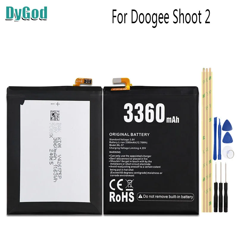 DyGod 3360 мАч для Doogee Shoot 2 BL-57 экстремальная сменная батарея MTK6580 батареи и