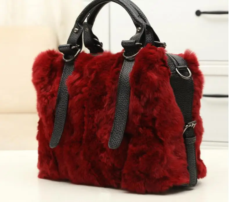 Женская сумка через плечо с натуральным кроличьим мехом зимняя 2019|winter handbags|fashion