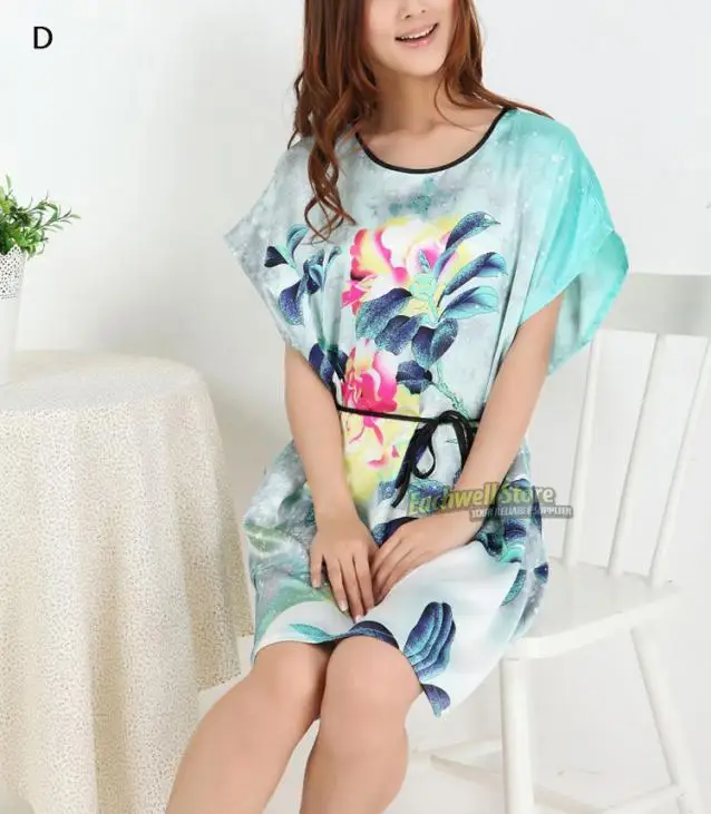 Летние Шорты рукавом Цветочные пикантные Для женщин шелковый халат Lady Девушка