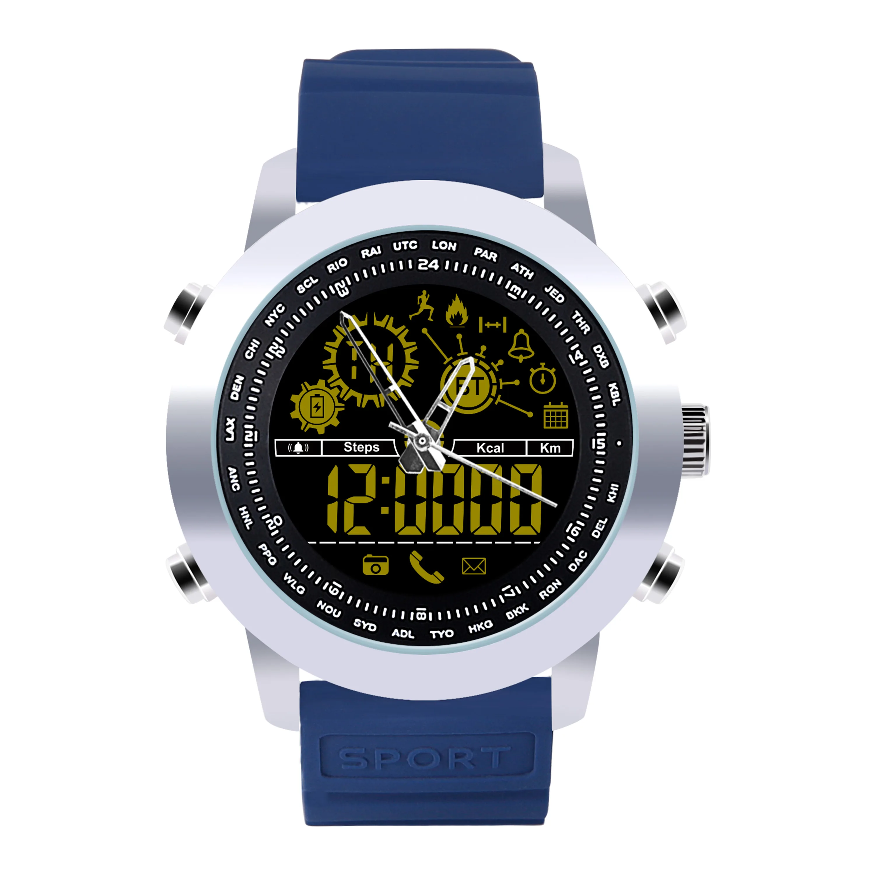 blue 696 DX18 Waterproof GPS Multifunction Smart Watch 1.21 FSTN LCD Heart Rate Monitoring Sleep Monitoring Swim Sport Smart Bracelet - Цвет: blue