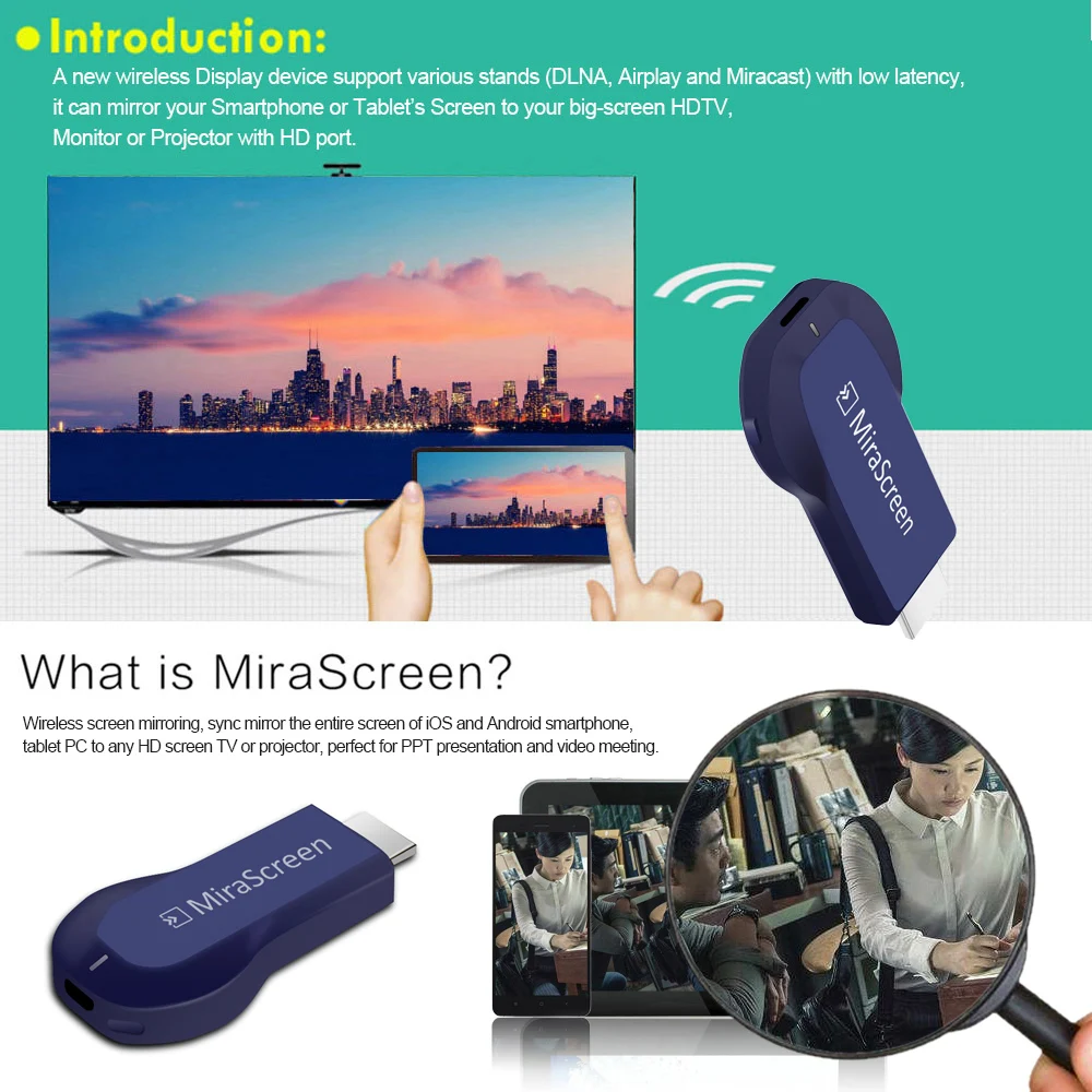 MiraScreen беспроводной WiFi Дисплей ТВ палка ключ приемник 1080P HD Miracast Airplay DLNA для Android