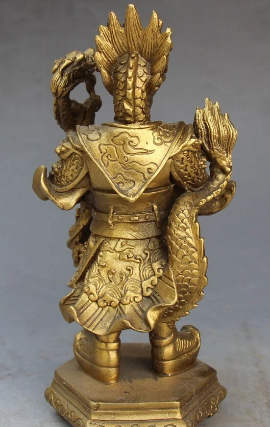 WBY---607+++6&quot Chinese Bronze Buddhist Warrior Protect Stand Dragon King Ball Buddha Statue | Дом и сад