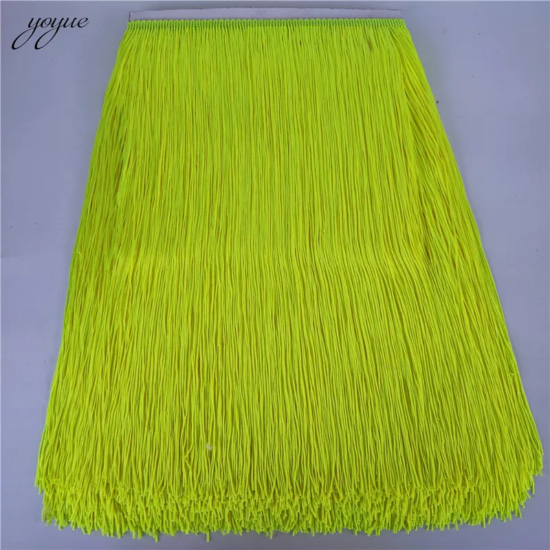 Fluorescent yellow YOYUE 10 ярдов/партия 50 см широкая кружевная бахрома отделка кисточка бахрома отделка для DIY латинское платье сценическая одежда аксессуары кружевная лента - Цвет: Fluorescent yellow
