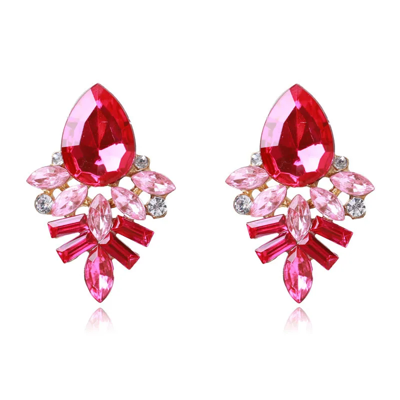 2018 модные черные синие красные Большой Хрустальный цветок серьги-гвоздики