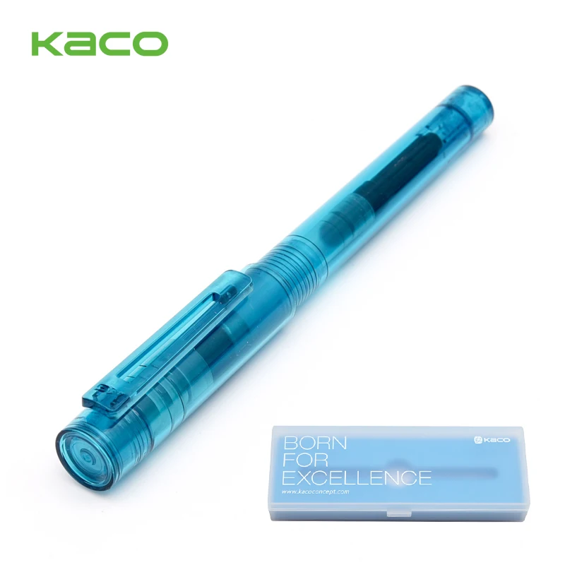 Модные канцелярские принадлежности KACO SKY EF/F перьевая ручка 0,38 мм 0,5 мм прозрачные/конфетные/металлические цветные чернильные ручки с коробкой - Цвет: Transparent blue