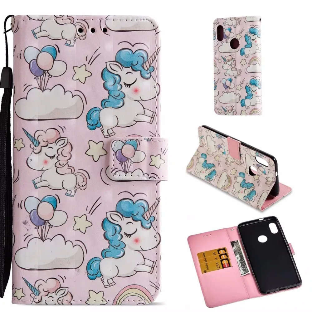 Abhoriz cover for xiaomi 6X Case with Card slots 3D painted patterns Leather phone case |