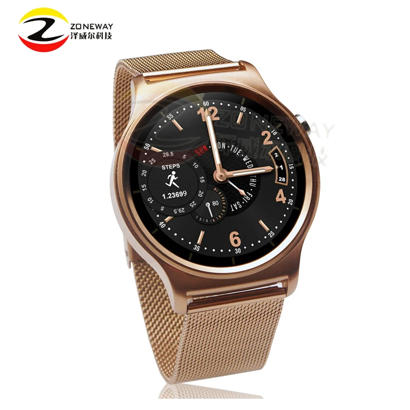 2017 GW01 круглый экран Смарт часы Эндрюс IOS Bluetooth touch из нержавеющей стали носимые