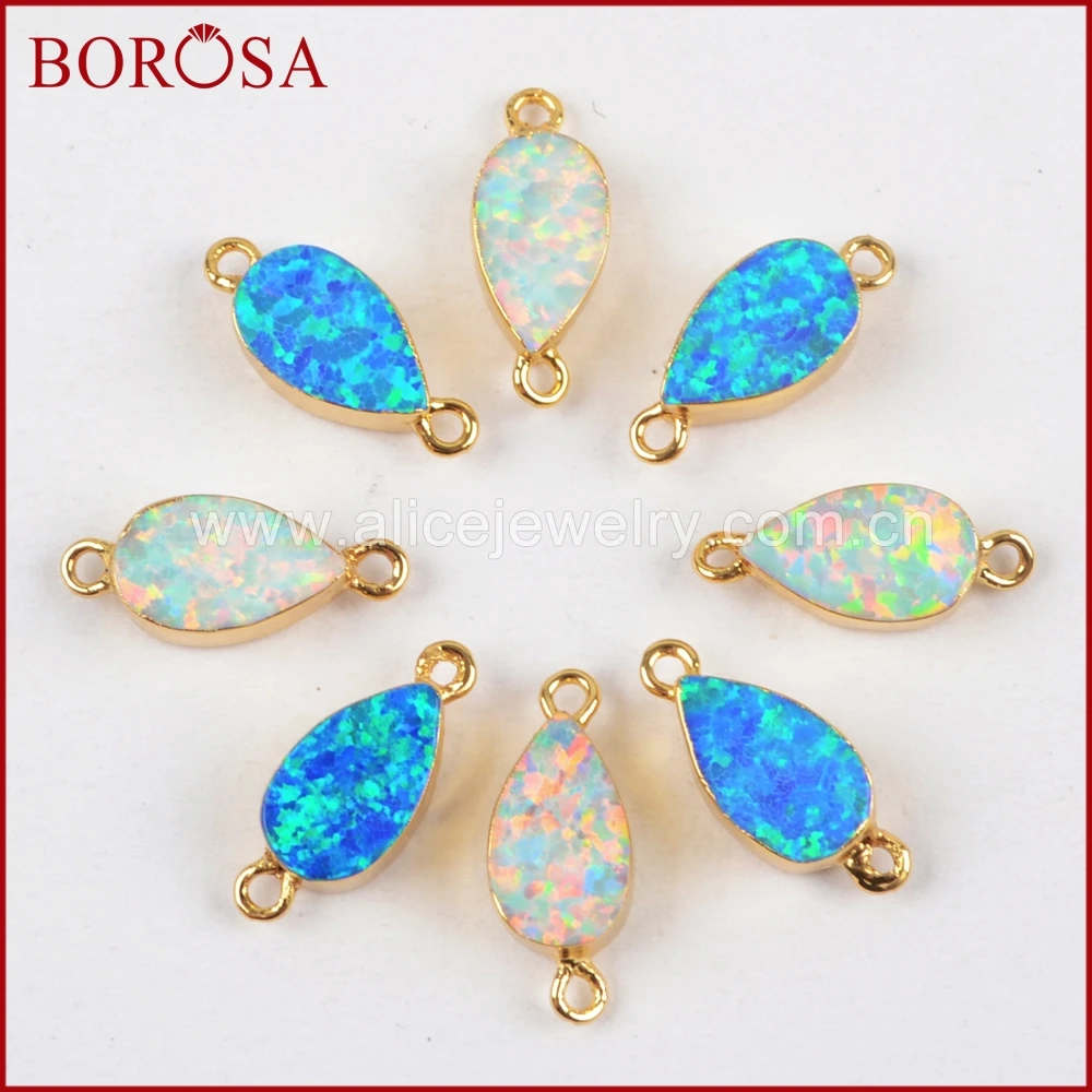 BOROSA 10 шт. новые каплевидные золотые японские опаловые соединители сделанные из