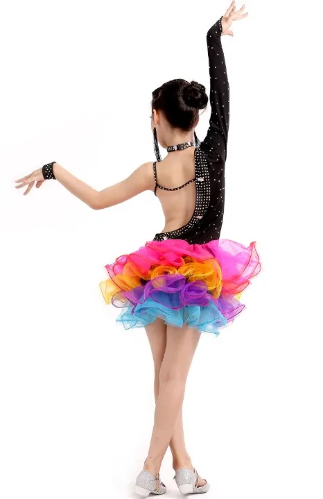 2017 одежда для бальных танцев девочек детское платье латинских соревнований юбки