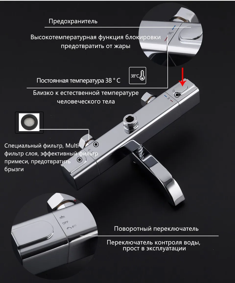GAPPO смесители для душа термостатическая Ванна комната душевой набор термостатическая Ванна Душ-водопад насадки для душа