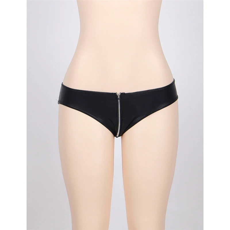 Comeonlover черные кожаные высококачественные трусики на молнии 2XL/3XL | Женская одежда