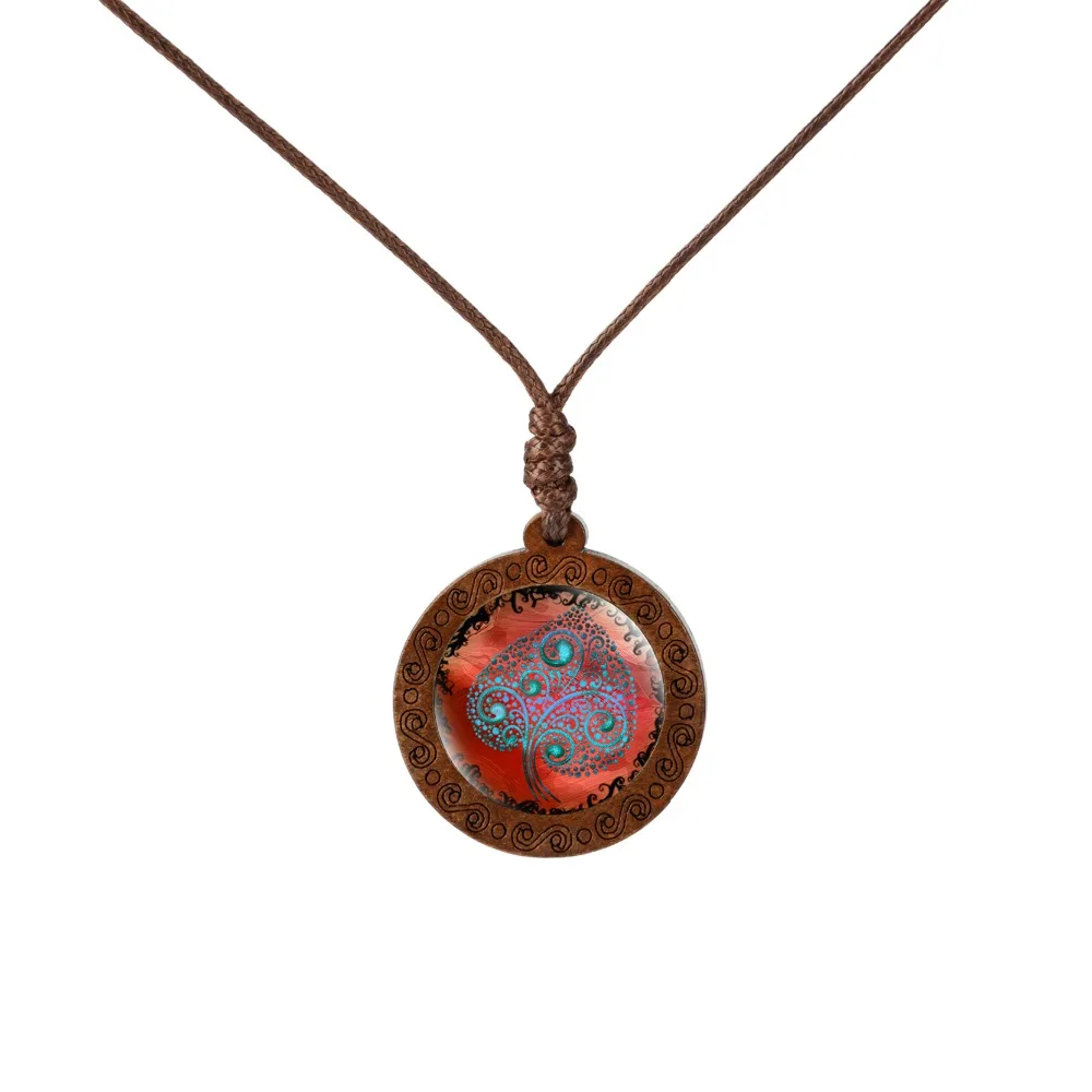 Ожерелье с кулоном из дерева жизни со стеклянной подвеской|Ожерелья подвеской| |