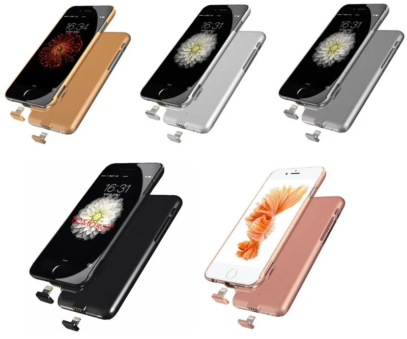 7 Тонкий чехол с батареей Ультра умный для зарядки iPhone Plus Роскошный черный