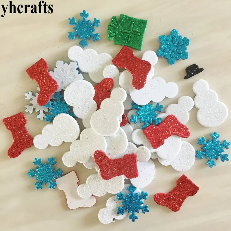 42PCS glitter xmas 1 упаковка/Партия. Наклейки из пеноматериала с изображением змеи ящерицы льва кенгуру леса животных для детской комнаты, украшения для раннего обучения, игрушки для самостоятельного обучения - Цвет: 42PCS glitter xmas