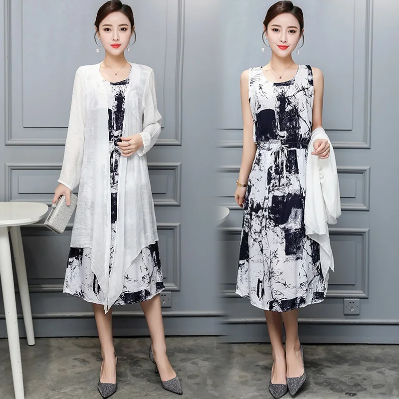 Хлопковый комплект из 2 предметов Винтажные Платья с цветочным принтом для