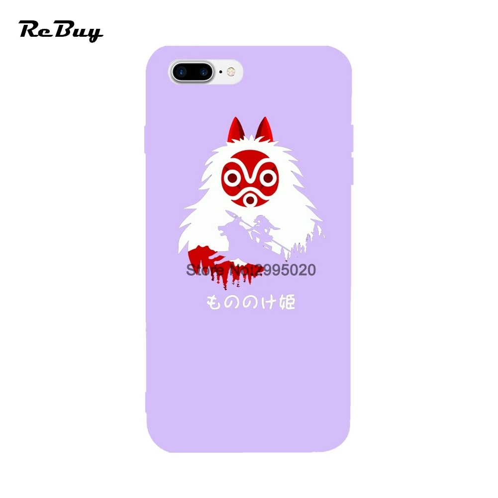 Princess Mononoke Soft TPU Candy Color Covers Case For iPhone 6 6S 7 8 Plus X Phone |