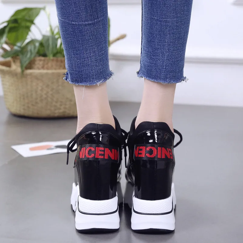 FMCYH Casual Women Leather Shoes Height Increasing Ladies Footwear Platform Wedge Female Outdoor Girl's Women's Sneaker | Обувь