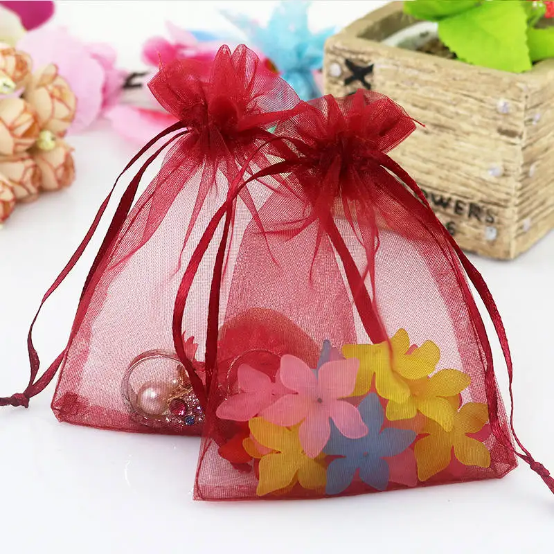 

7x9cm Lovely Drawstring Organza Bags 100pcs/lot Jewelry Earring Necklace Bracelet Gifts Candy Jewelry Beads Packaging Pouches