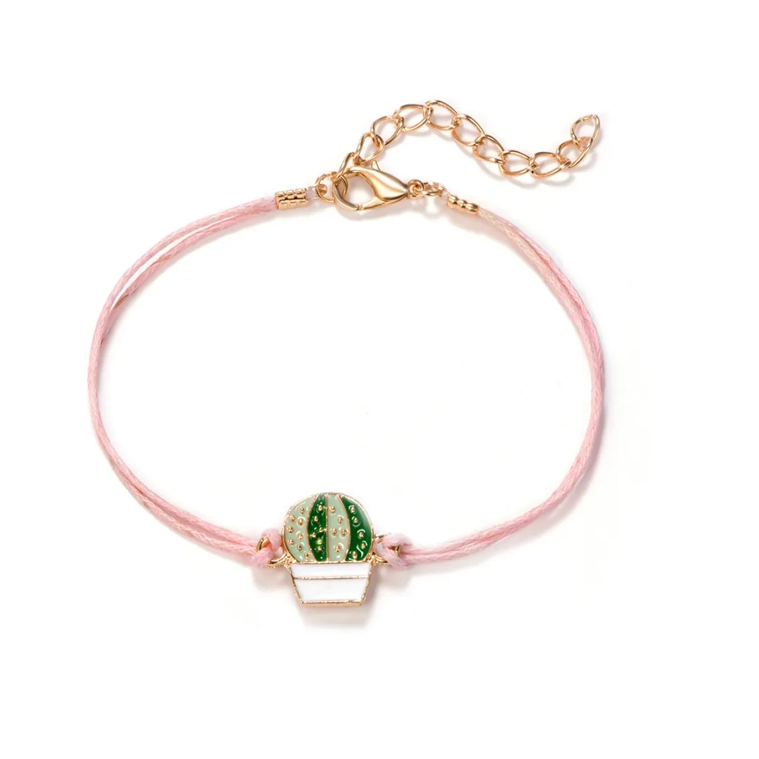 4 шт./компл. Новый мультяшный милый металлический Браслет С КАКТУСОМ женский