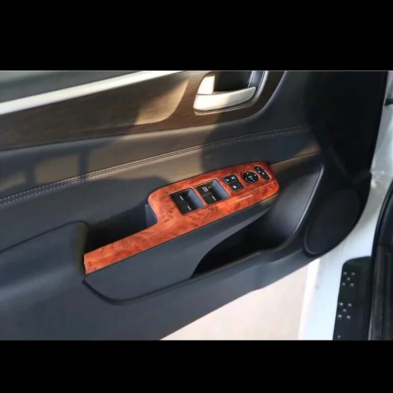 

For Honda JADE 2013-2017 4PCS Wood ABS Chrome Car Interior Door Window Lift Glass Switch Buttons Cover Molding Car Styling