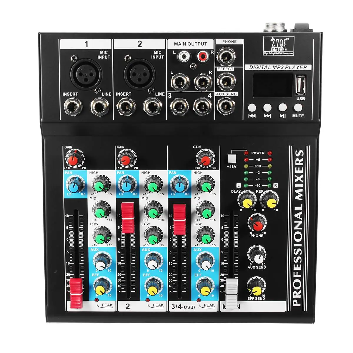 LEORY 4 канала мини микшерный пульт bluetooth DJ с USB Professional Металл Mezclador звук микшер для