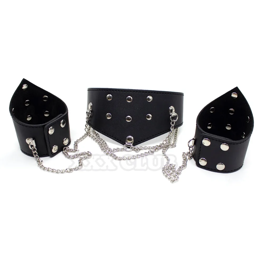 Тиерри рабский ошейник с наручниками Фетиш связывание ограничители мульти