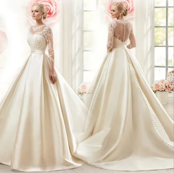 Vestidos Элегантные кружева свадебные платья 2020 размера плюс на заказ чистая спина